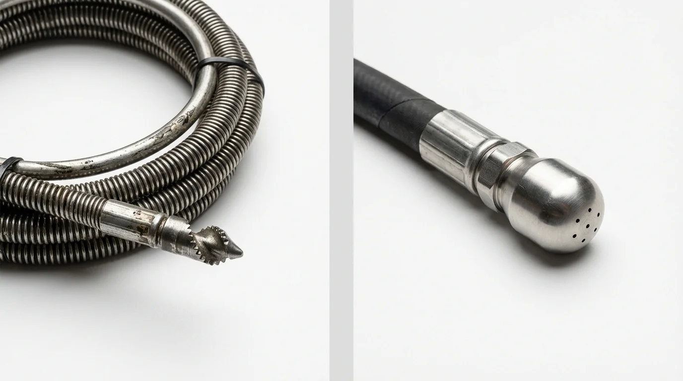 Drain snake cable and hydro jetting nozzle used for drain cleaning in Seaside Park, NJ