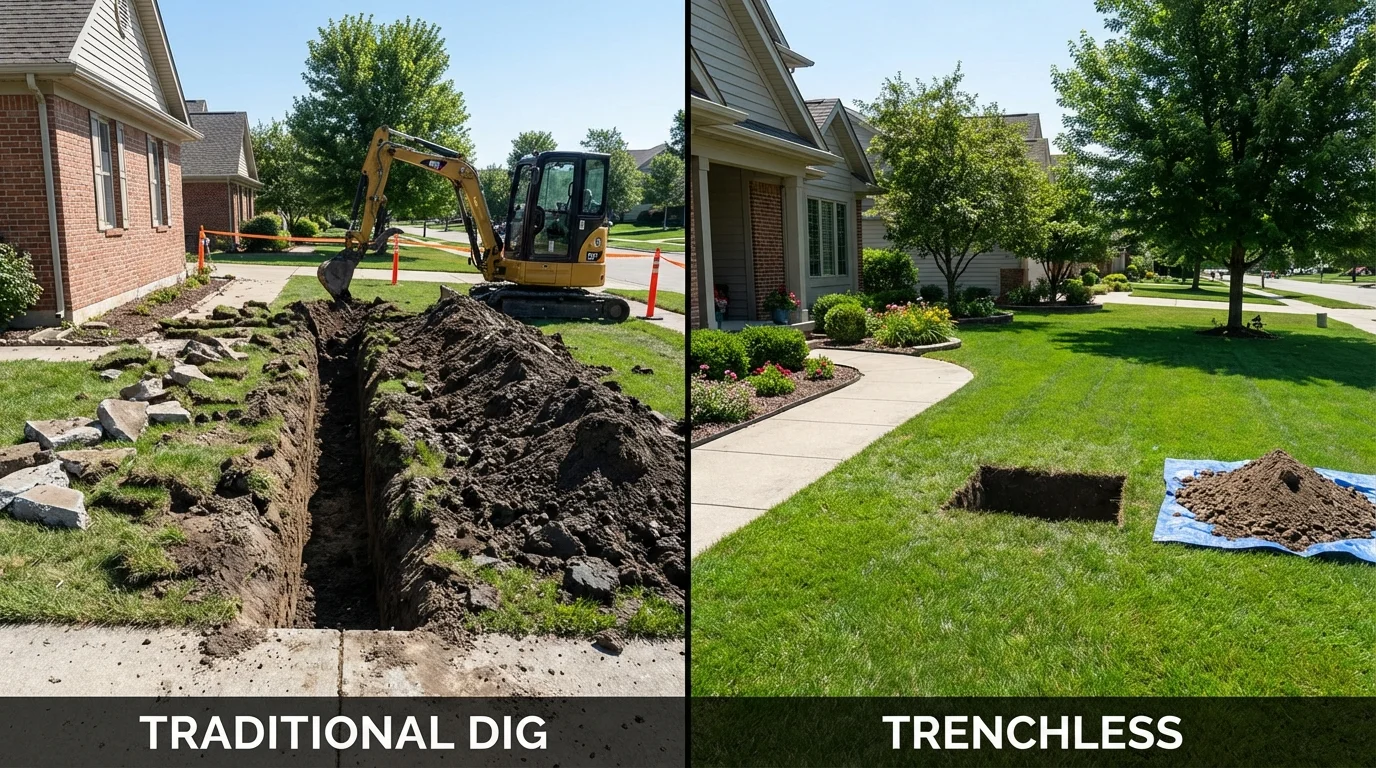 Trenchless sewer repair with minimal yard damage versus traditional excavation in Seaside Park, NJ